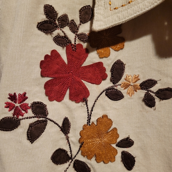 Quizz Woman Lt Wt Western Appliqued Corduroy Button Down Women's 22 - Picture 5 of 5